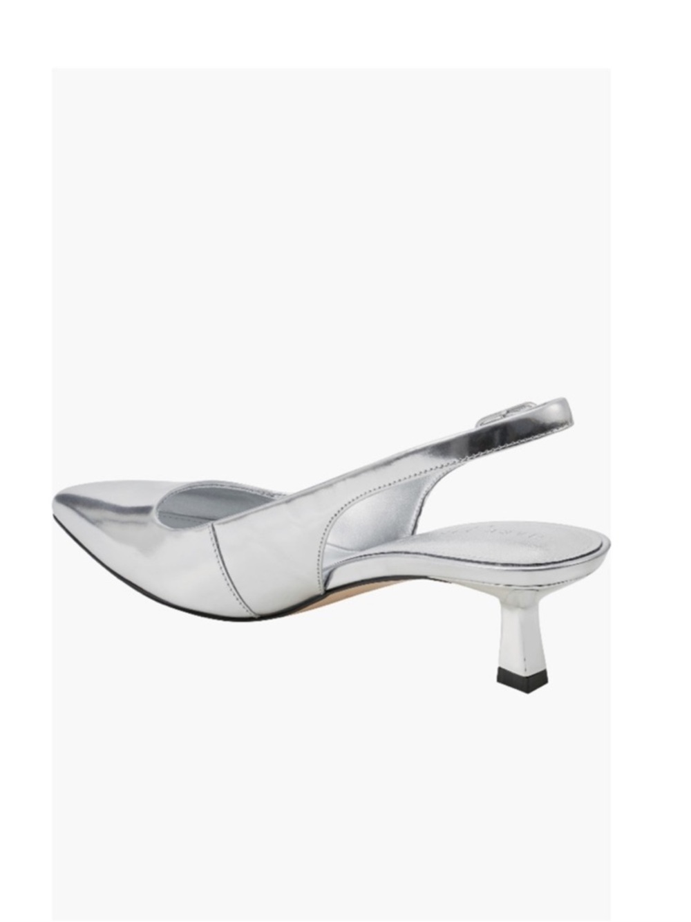 Marc Fisher LTD Kory Pointed Toe Kitten Heel Pump Silver 040 Leather Women’s 7 - Picture 5 of 15